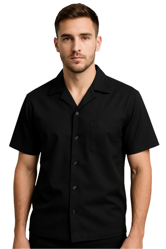 Knack Artisan Black Half sleeve short shirt for party wear