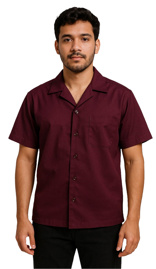 Knack Artisan maroon Half sleeve short shirt for party wear